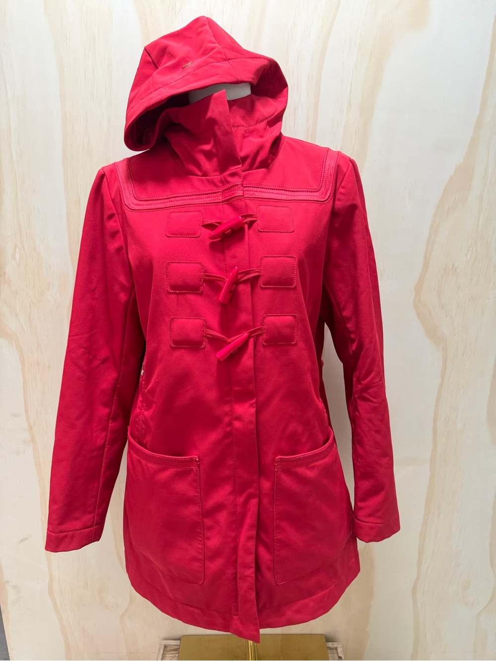 Lululemon Paddington Waterproof Hooded Coat Jacket Red Toggle Size 10
